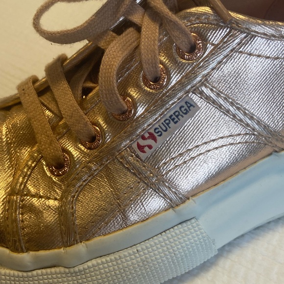 Rose Gold Platform Superga Sneakers - Picture 5 of 6